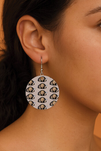 Cekuonline Women's Earrings Patterned Stylist Hooked 3.5X5Cm Round Transparent Earrings Badgarlriri