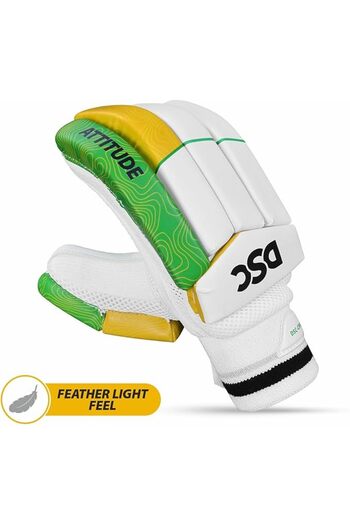 DSC Attitude Cricket Batting Gloves, Size - Boys, Left Hand, Color - Green/Yellow