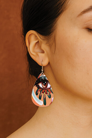 Cekuonline Women's Earrings Patterned Stylist Hook Printed Earrings Drop Transparent Art Deco