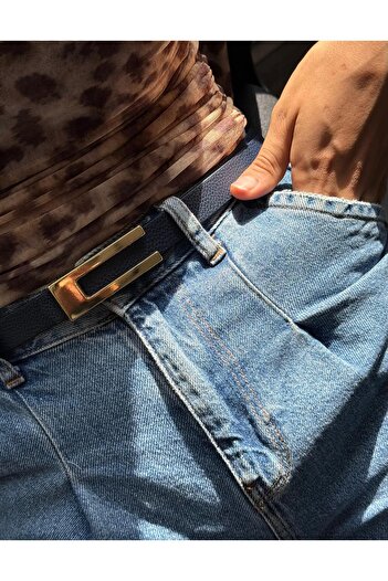 LİA KEMER Classic Plain Gold Buckle Belt