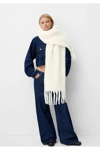 Wearflawless Set of 2 Soft Imported Soft Textured Women's White-Red Scarf, Shawl, Shoulder Wrap