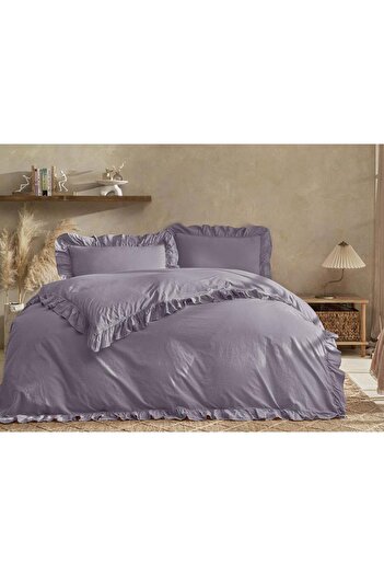 Karna Home Ruffled Stonewash Cotton Duvet Cover Set 200X220