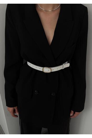 LİA KEMER Oval Gold Buckle Belt