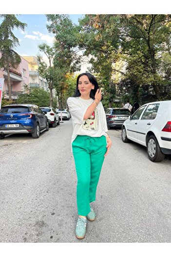 Betül Nayir Linen Trousers - Green