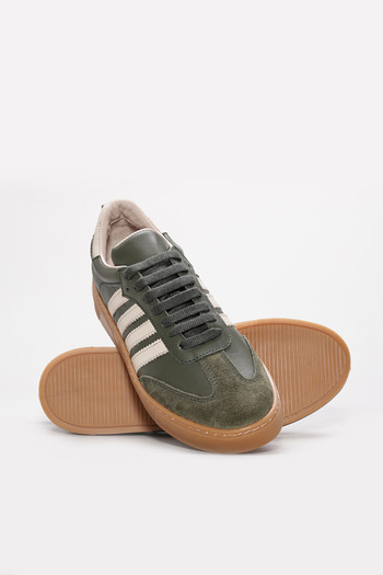 Ayakkabıhane Genuine Leather Inside and Out Khaki Women's Casual Daily Shoes Ah0824026130306