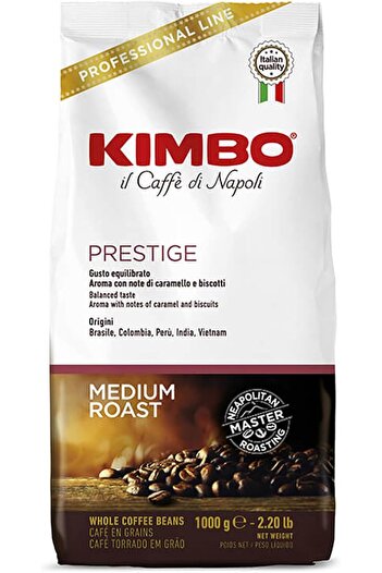 Kimbo Prestige Medium Roast Coffee Beans, 1kg - Italian, Bag