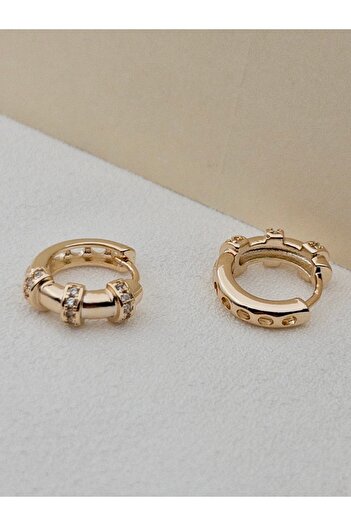 Siya Silver Special Series Tarnish-Free Steel Zircon Stone Minimal Hoop Earrings - 1.5 cm