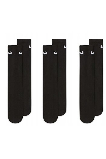 Nike Cushioned Crew Sports Socks, Cotton, Black, Size 42-46, Pack of 3