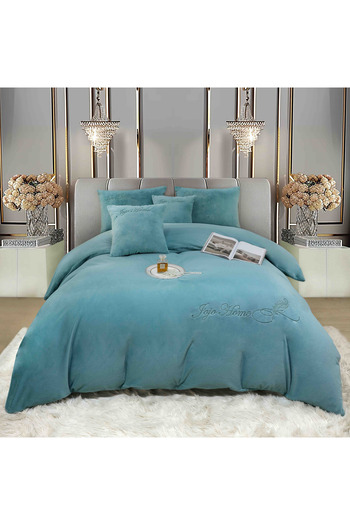 FIONNA.RO Short Thread Faux Rabbit Fur Bed Linen - Rabbit Turquoise