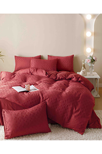 FIONNA.RO Jacquard Finetat UNI Bed Linen - Bordeaux
