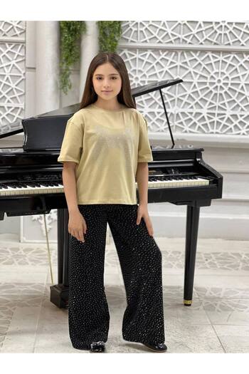 Amur Girl's Stylish Tracksuit Set & Bottom Top Set with Stone Data