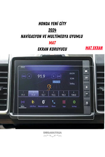UniqAnatolia Honda New City 2024 Navigation and Multimedia Compatible Matte Screen Protector