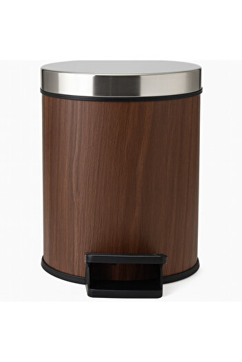 TSUMAB Pedal-Operated Stainless Steel Trash Bin – Wood Grain Design