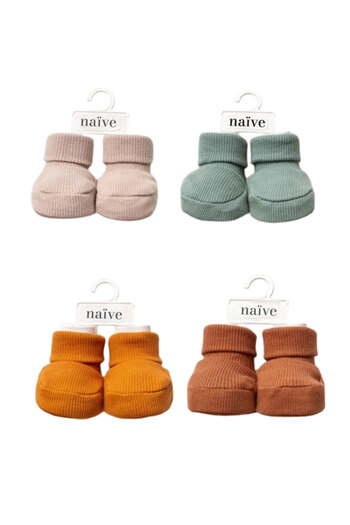 Naive Baby Unisex Baby Booties Ribbed Flexible Baby Booties Set of 4