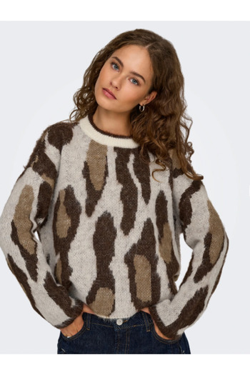 ONLY Onledeie Life Ls Jq O-Neck Knt Women Patterned Sweater