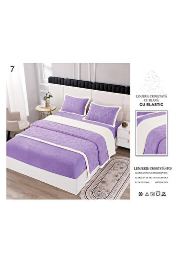 FIONNA.RO Knitted Bed Linen With Fur And Elastic - Lilac