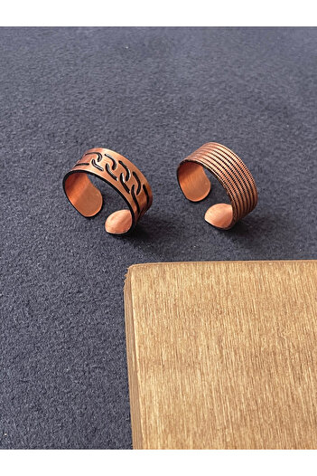 Rupen Kraft Handmade 100% Copper 2 Piece Design Ring Adjustable Copper Ring Unisex Copper Ring