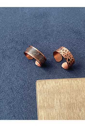 Rupen Kraft Handmade 100% Copper 2 Piece Design Ring Adjustable Copper Ring Unisex Copper Ring