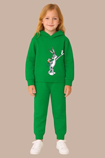 BENROMA Rabbit Printed 3 Thread Children's Tracksuit Set