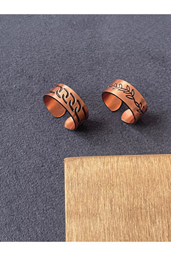 Rupen Kraft Handmade 100% Copper 2 Piece Design Ring Adjustable Copper Ring Unisex Copper Ring