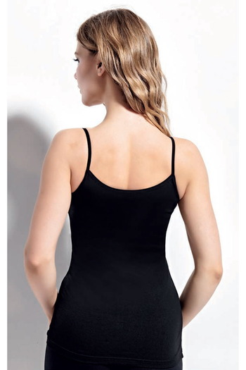 CottonVia 6 Pieces, 100% Cotton, Ribbed Fabric, String Straps, Women's Tank Top