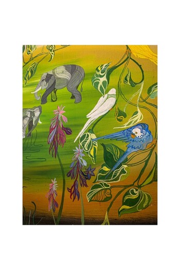 OEM Tapet Premium Canvas, Exotic Animals Illustration for Kids, 120x180 cm
