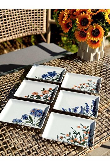 Porland Flower Garden 6 Kişilik Kare Pasta Tabağı 18x13CM 04PPO000225