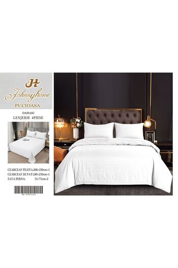FIONNA.RO Damask Cotton Linen 4 Pieces - White