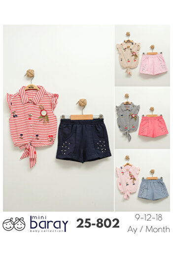 Mini Baray Girl baby striped blouse and shorts set (9-12-18 months)