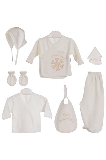 Ozz Baby Boy Baby Newborn 0-3 Months Snow White Themed Velvet 7-Piece Hospital Release Zibin Set (Boxed Product)