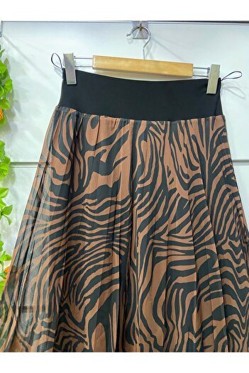 edu collection Zebra Print Chiffon A-Line Skirt with Lining