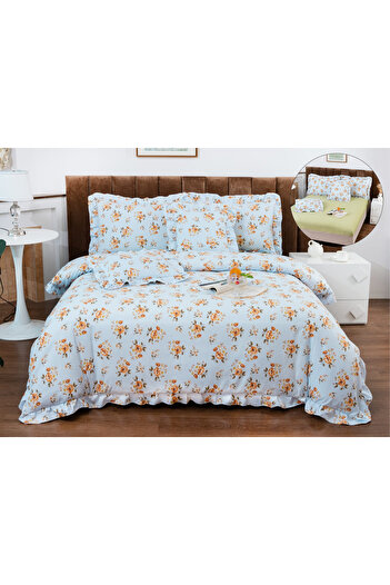 FIONNA.RO Fine Cotton Underwear With Elastic Ruffle Pattern - Bohemian Floral Blue