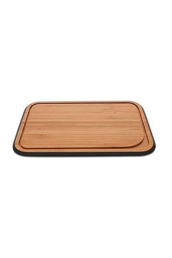 FRANDIS Tocator din bambus cu sant de scurgere, Frandis, 17.5x25x1.5 cm, negru/natur