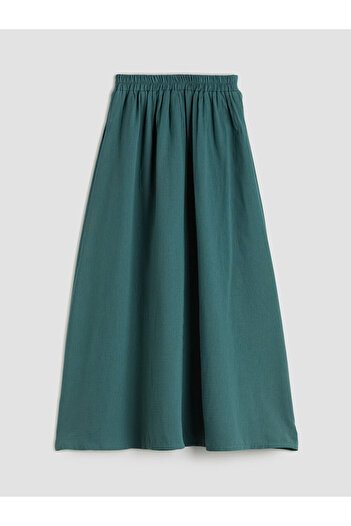 LC Waikiki Green Elastic Waist Flared Skirt