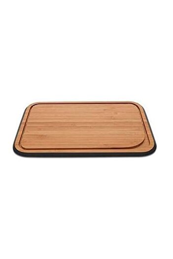 FRANDIS Tocator din bambus cu sant de scurgere, Frandis, 17.5x25x1.5 cm, negru/natur