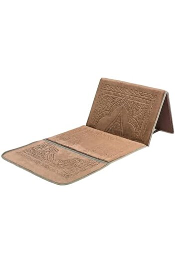 Generic Foldable Padded Prayer Mat with Backrest Support, Coffee Color