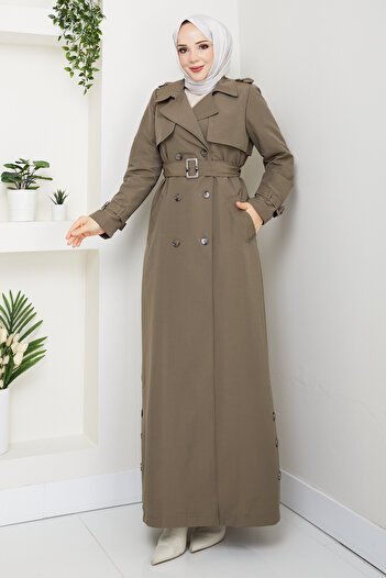 Niva Tesettür E7552 Full-Length Lined Trench Coat