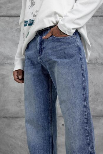 NOMARC Navy Blue Mb Baggy Fit Stonewashed Jeans