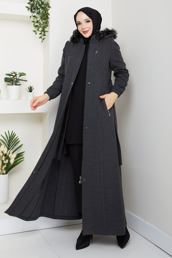Niva Tesettür E2025 Full-Length Lined Coat