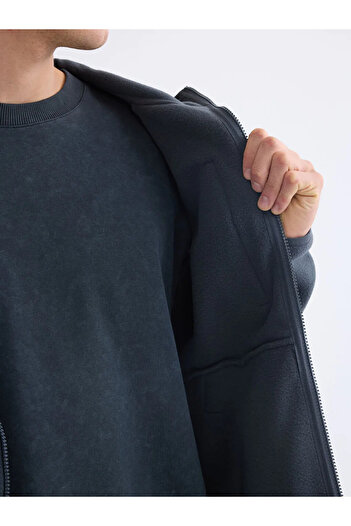 LC Waikiki Hooded Fleece Men's Zippered Sweatshirt