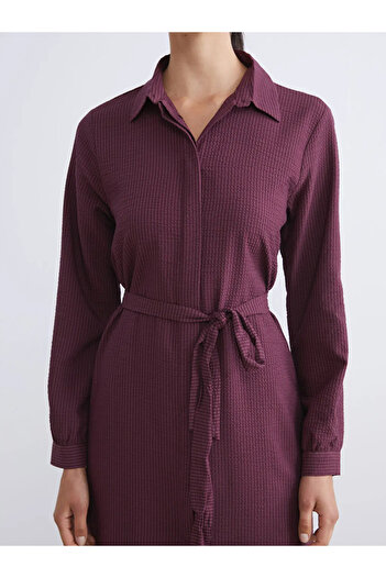 LC Waikiki Textured Shirt Dress with Belt