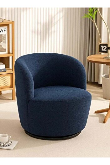 soufa dibaj Home Guys Mystic Grove Chair - Dark Blue Bouclé Fabric - 69x66x52 cm
