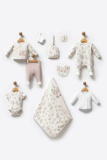 Kidsella 100% Organic You and Me Bear Patterned 10-Piece Hospital Discharge Set