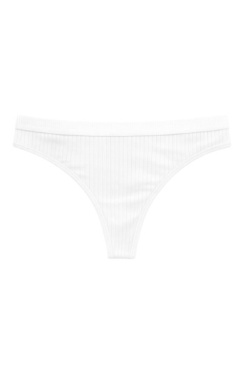 LİBELLA İÇ GİYİM Women's White Ribbed Brazilian Thong Cotton Lycra Panties 2-Piece Eco Pack