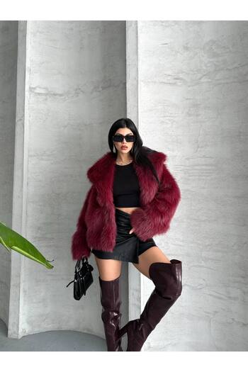 GM Butikk Women's Black Premium Plush Winter Faux Premium Fur Coat