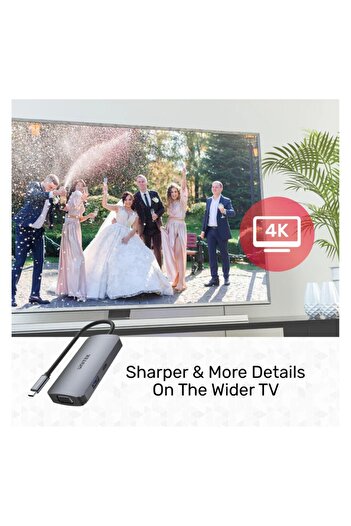 Unitek موزع يو هاب بي 5 تريو 5 في 1 USB-C - شاشة ثلاثية، 100 واط PD، رمادي فضائي | D1051A
