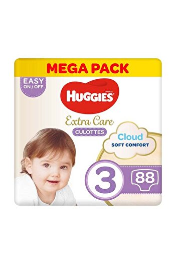 Huggies Extra Care Baby Pants Diapers, Size 3, 6 - 11 Kg, 88 Count (44 x 2) - Mega Pack