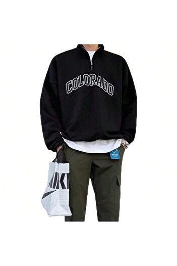 Velostra Unisex Half-Zip 3-Thread Thick Winter Colorado Printed Sweatshirt