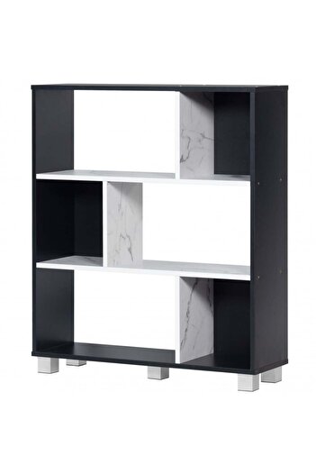 BAITY Elegant and Multi-Purpose Malaysian Wooden Shelf Unit - Black & White Modern Design