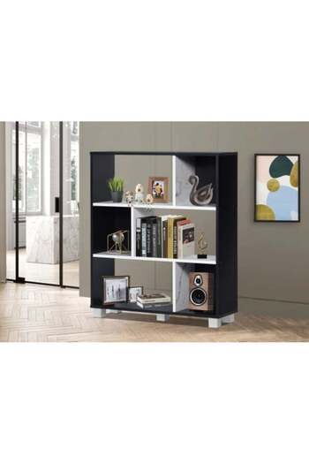 BAITY Elegant and Multi-Purpose Malaysian Wooden Shelf Unit - Black & White Modern Design